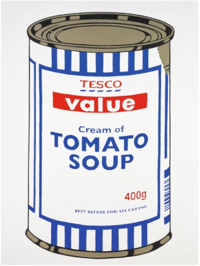 Banksy, Tesco Value Soup Can, 2004 · Oil on canvas, 121.9×91.5 cm (48×36 inches)