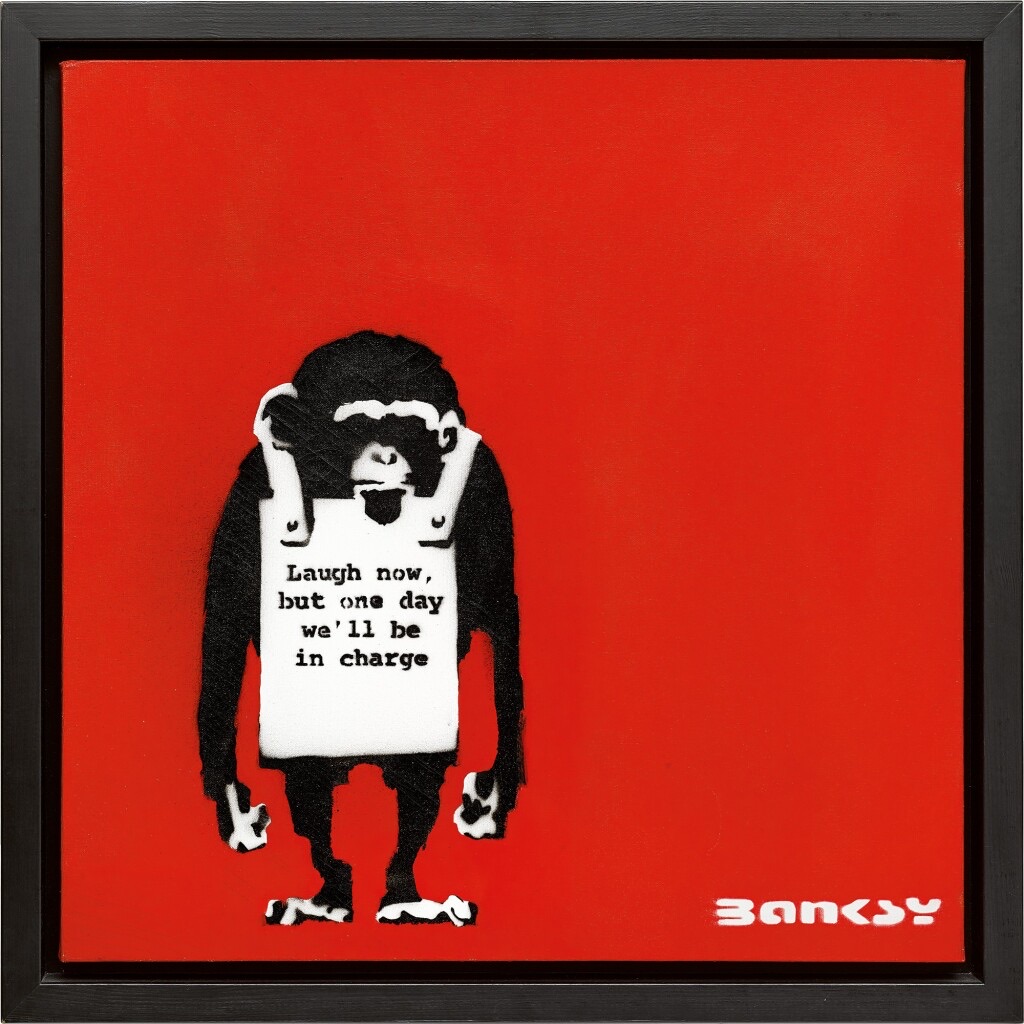 Banksy — Laugh Now But One Day We’ll Be in Charge, 2000