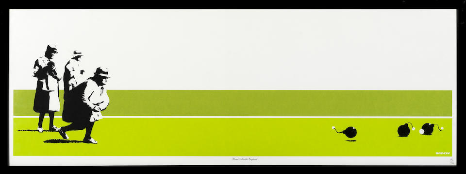 Bomb Middle England, 2003 · Screen-print in colors on paper · 35×100 cm (13 5/8 x 39 inches)