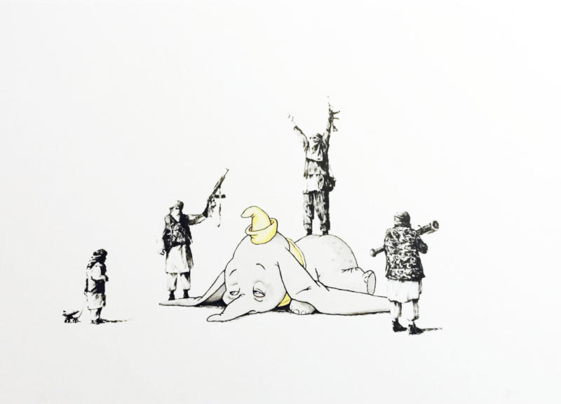 Dumbo, 2014 · Hand-painted watercolor on screen-print · 56×76 cm (22×30 inches)