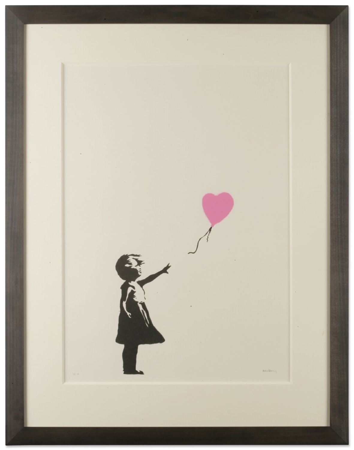 BANKSY · Girl with Balloon (Dark Pink AP), 2004 · Screenprint in colors on wove paper · Signed in pencil, lower right