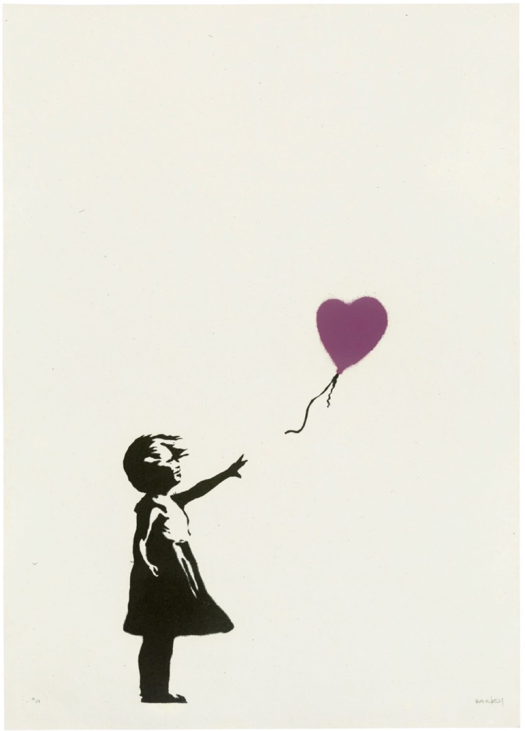BANKSY · Girl with Balloon (Dark Purple AP), 2004 · Screenprint in colors on wove paper · Signed in pencil, lower right