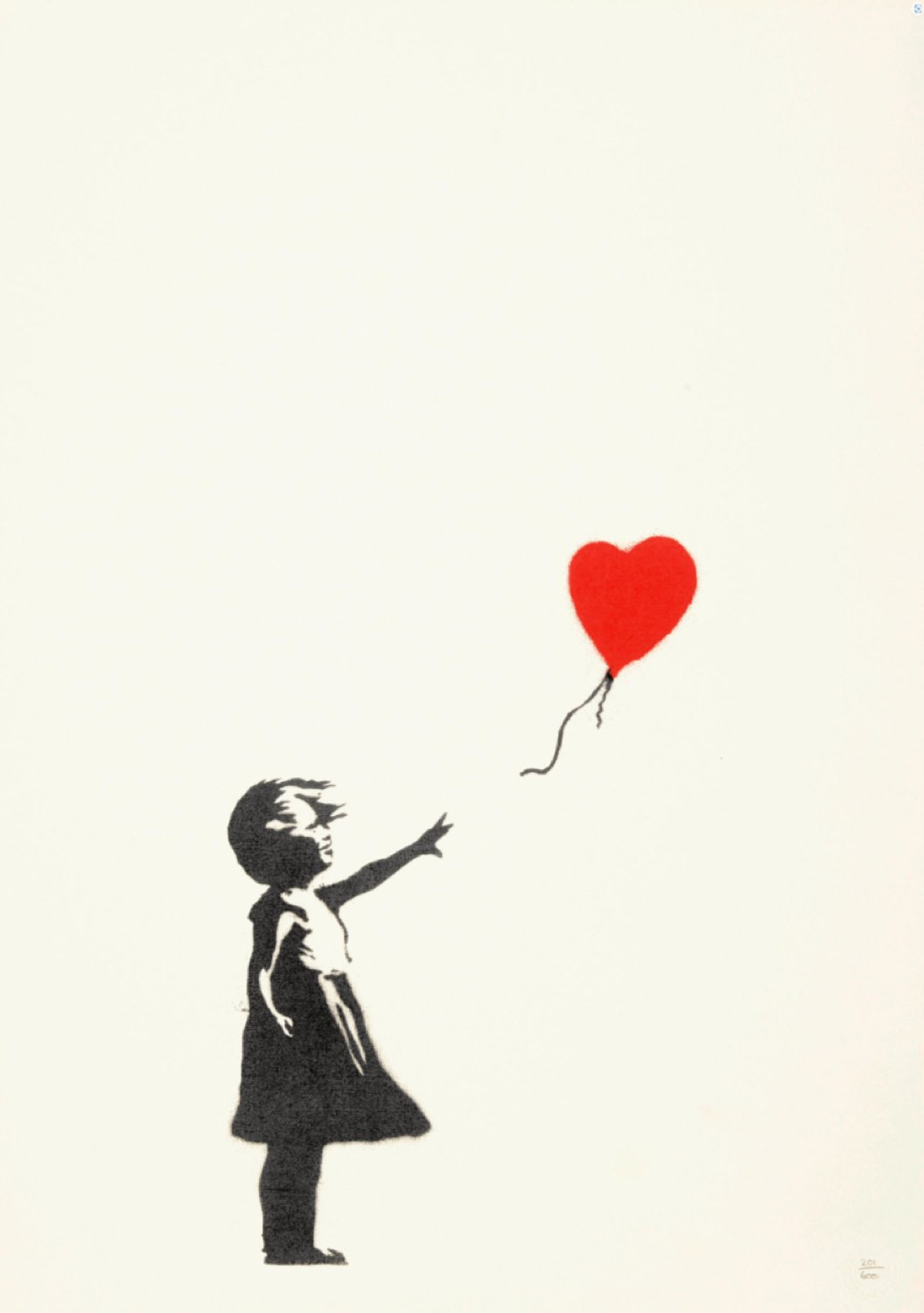 BANKSY (born 1975) · Girl with Balloon (unsigned), 2004 · Screenprint in red and black on wove paper · Numbered in pencil 201/600, with the publisher's blindstamp