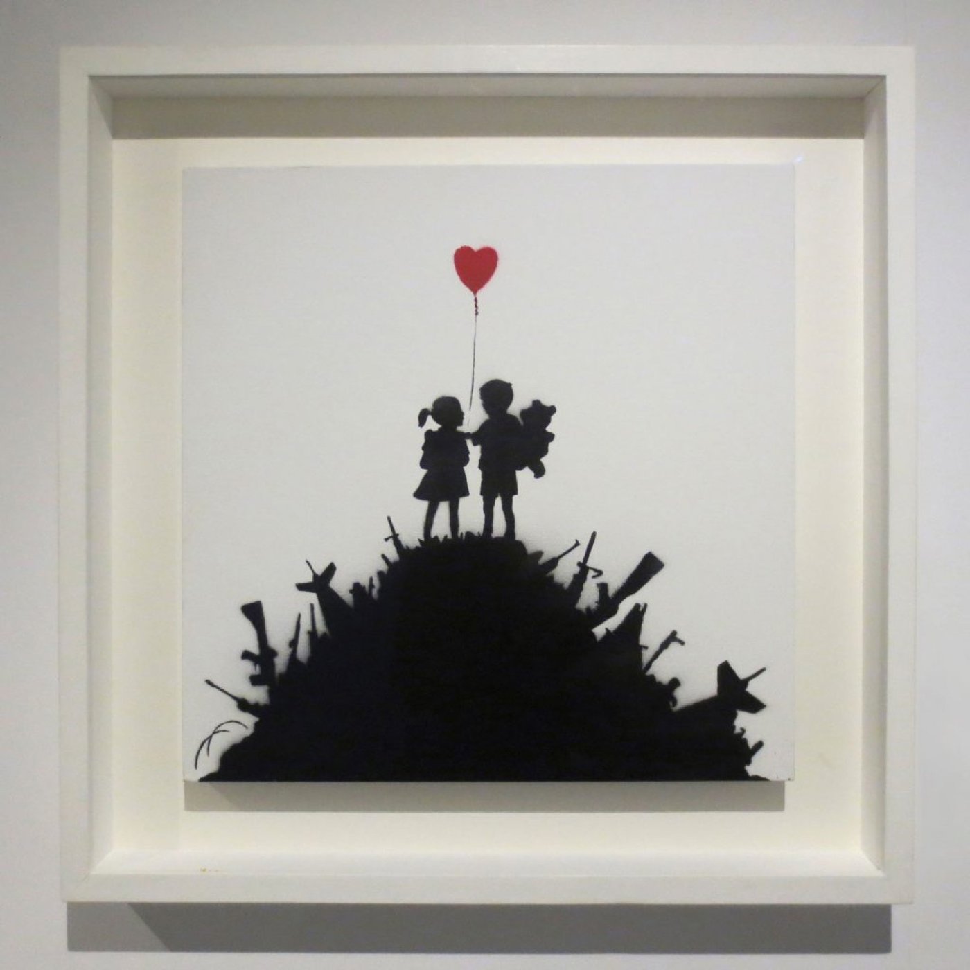 Kids on Guns, 2003 · Spray-paint in color on stretched canvas · 50.8×50.8 cm (20×20 inches) · Edition: 25