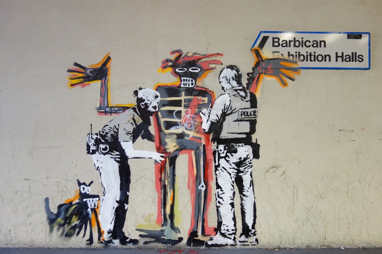 Basquiat Welcomed by the Metropolitan Police, Barbican Center, 2017