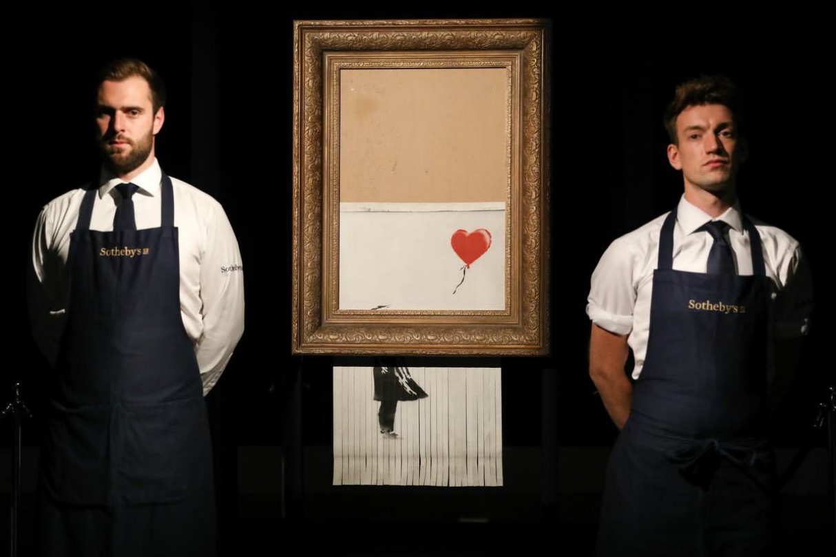 Banksy work at auction, Sotheby's saleroom