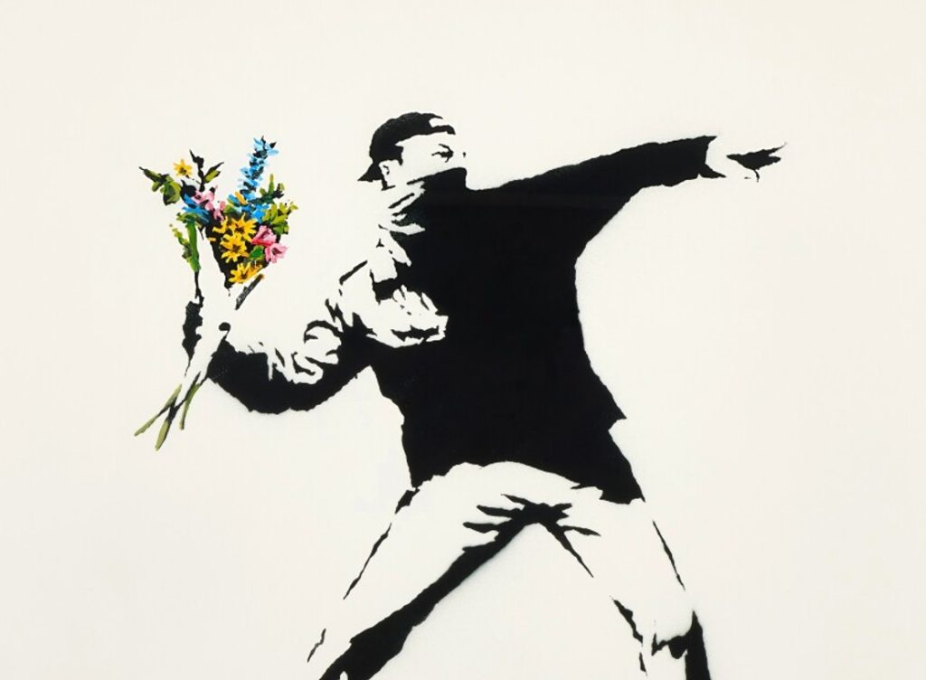 Banksy, Love Is in the Air (Flower Thrower)