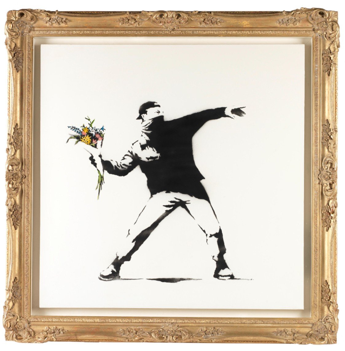 Love is in the Air, 2006 — Stencil spray & oil, 91×91 cm. Signed, dated 24/4/2006, AP 16/15