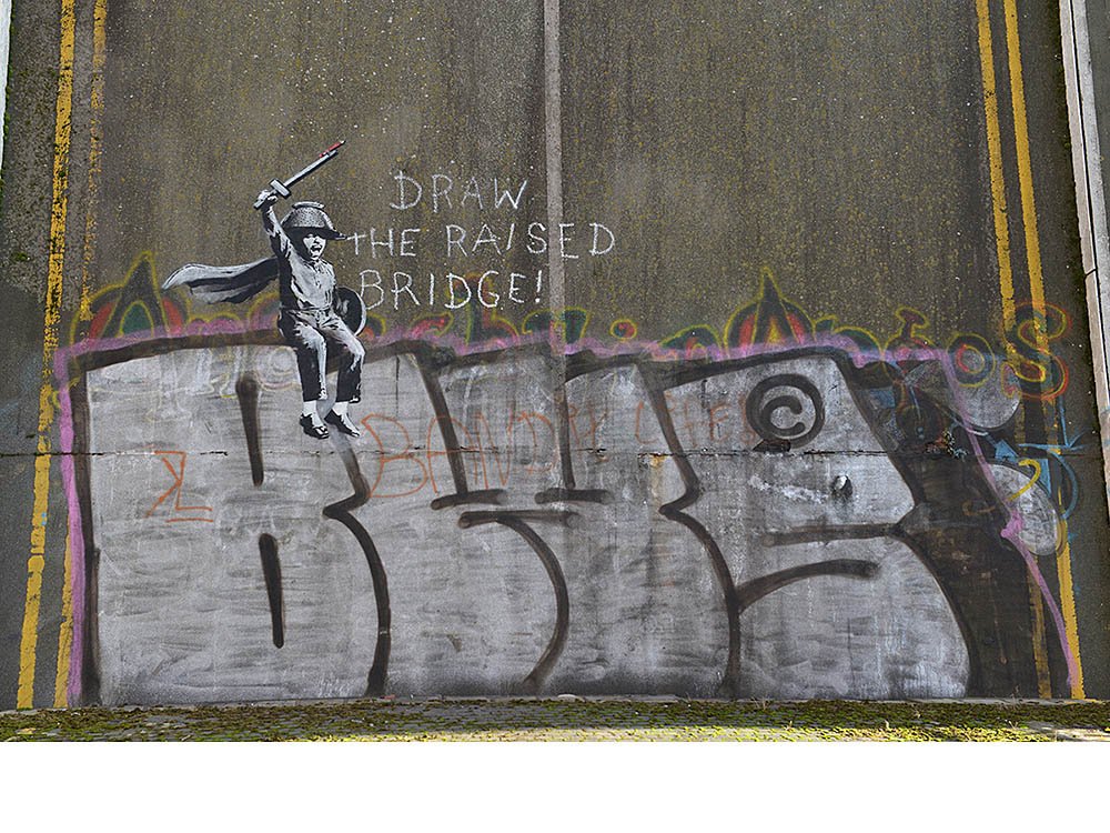 Banksy, Draw The Raised Bridge mural