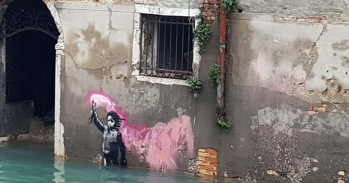 Banksy, Girl With Relief Torch mural