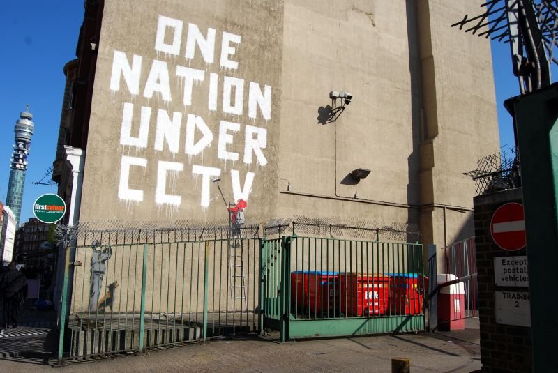 Banksy, One Nation Under CCTV mural