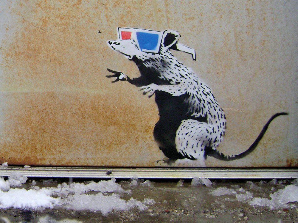 Banksy, Rat With 3D Glasses mural
