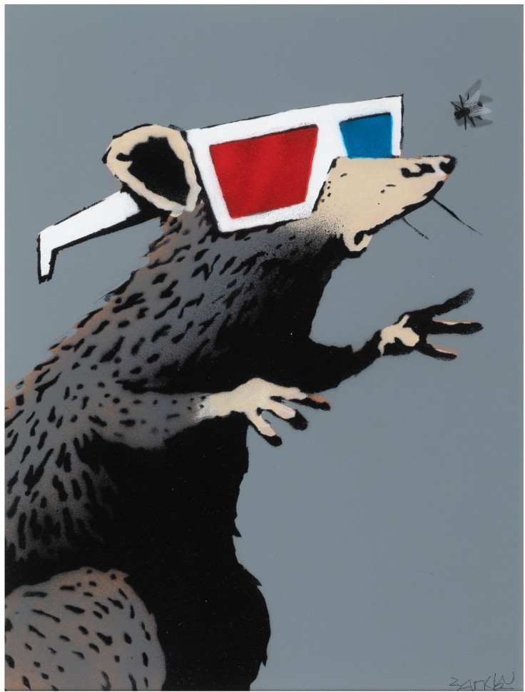 Banksy, Rat with 3D Glasses