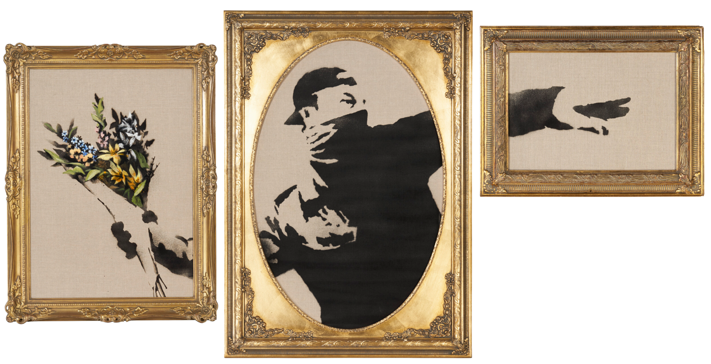 Banksy, Flower Thrower Tryptich