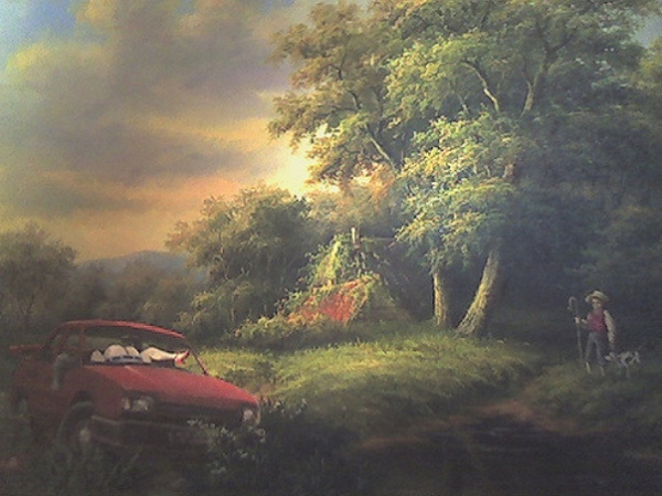 Banksy, Landscape with Abandoned Car