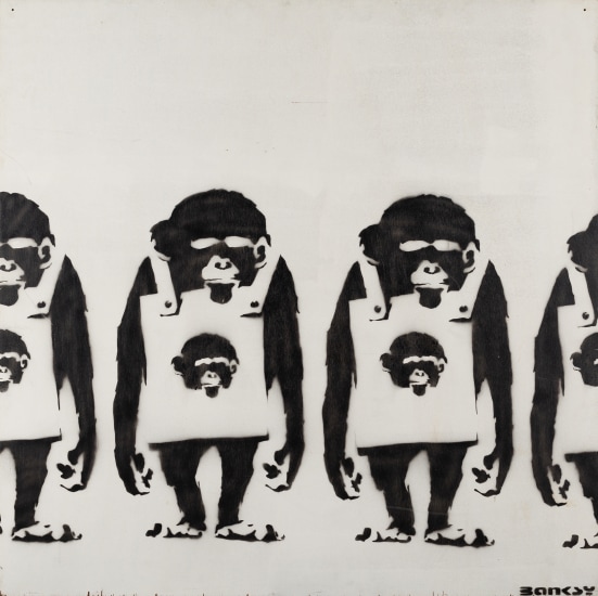Banksy, Laugh Now Monkeys with Monkey Placards