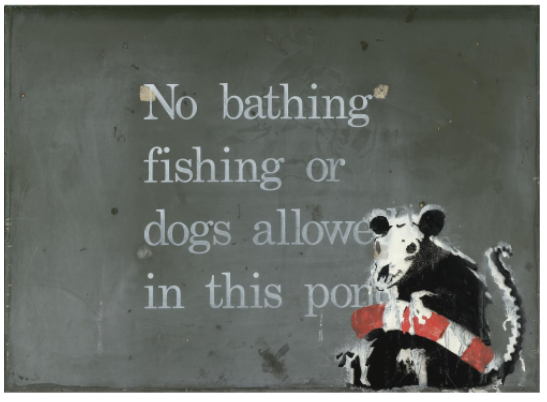 Banksy, No Bathing, Fishing, or Dog…