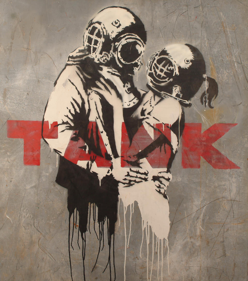 Banksy, Tank – Embracing Couple