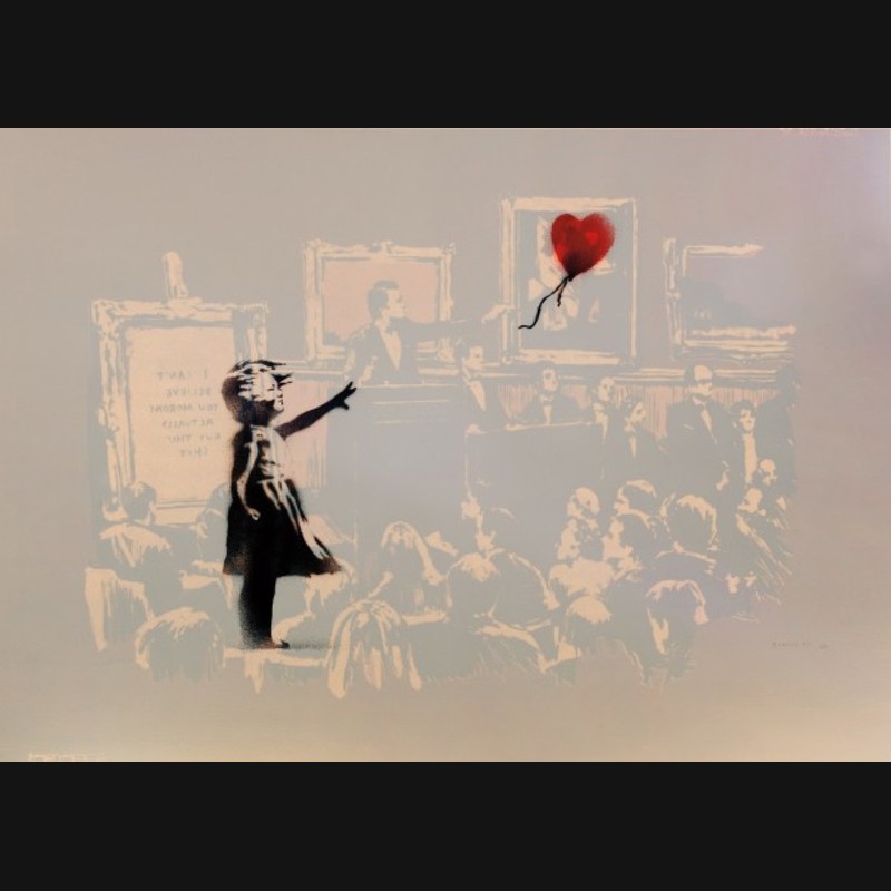 Banksy, Girl with Balloon and Morons Sepia
