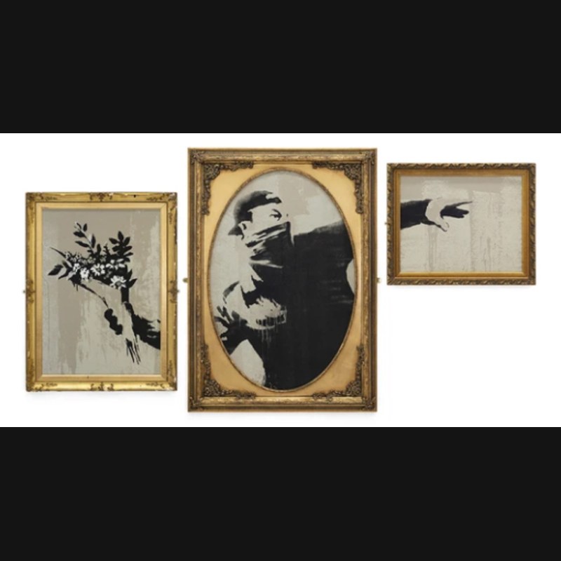 Banksy, Flower Thrower Triptych