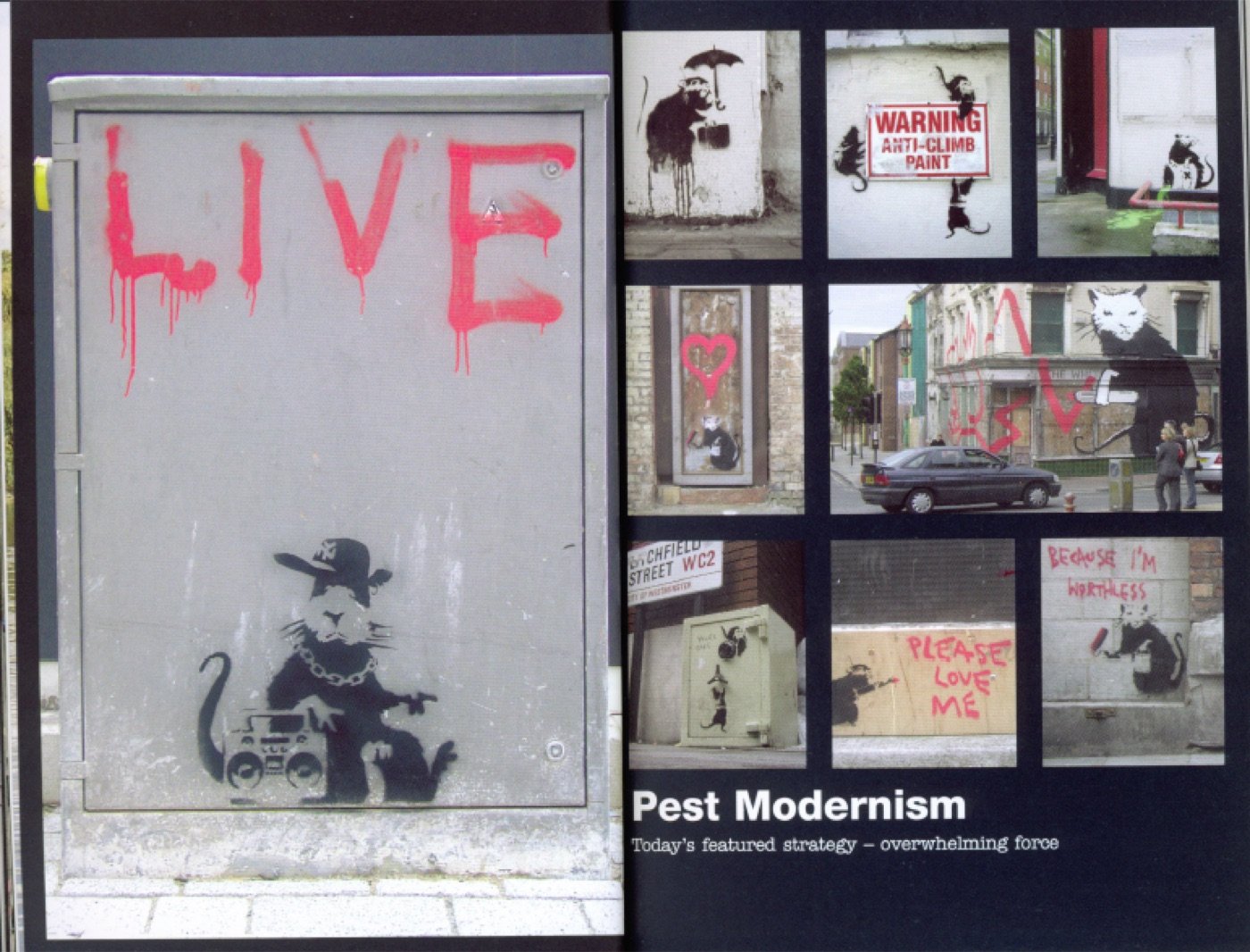 Rat business and pest modernism, from Banksy's book Cut It Out.