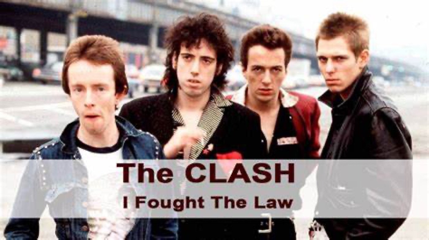 The Clash, I Fought the Law — the refrain Banksy rewrites.