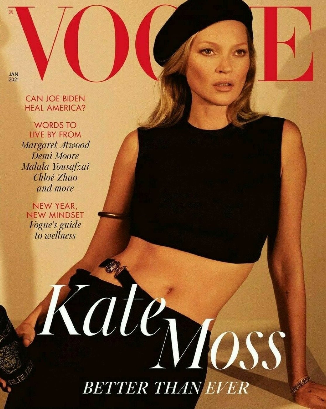 Kate Moss as a fashion-magazine icon — the raw material of the image.