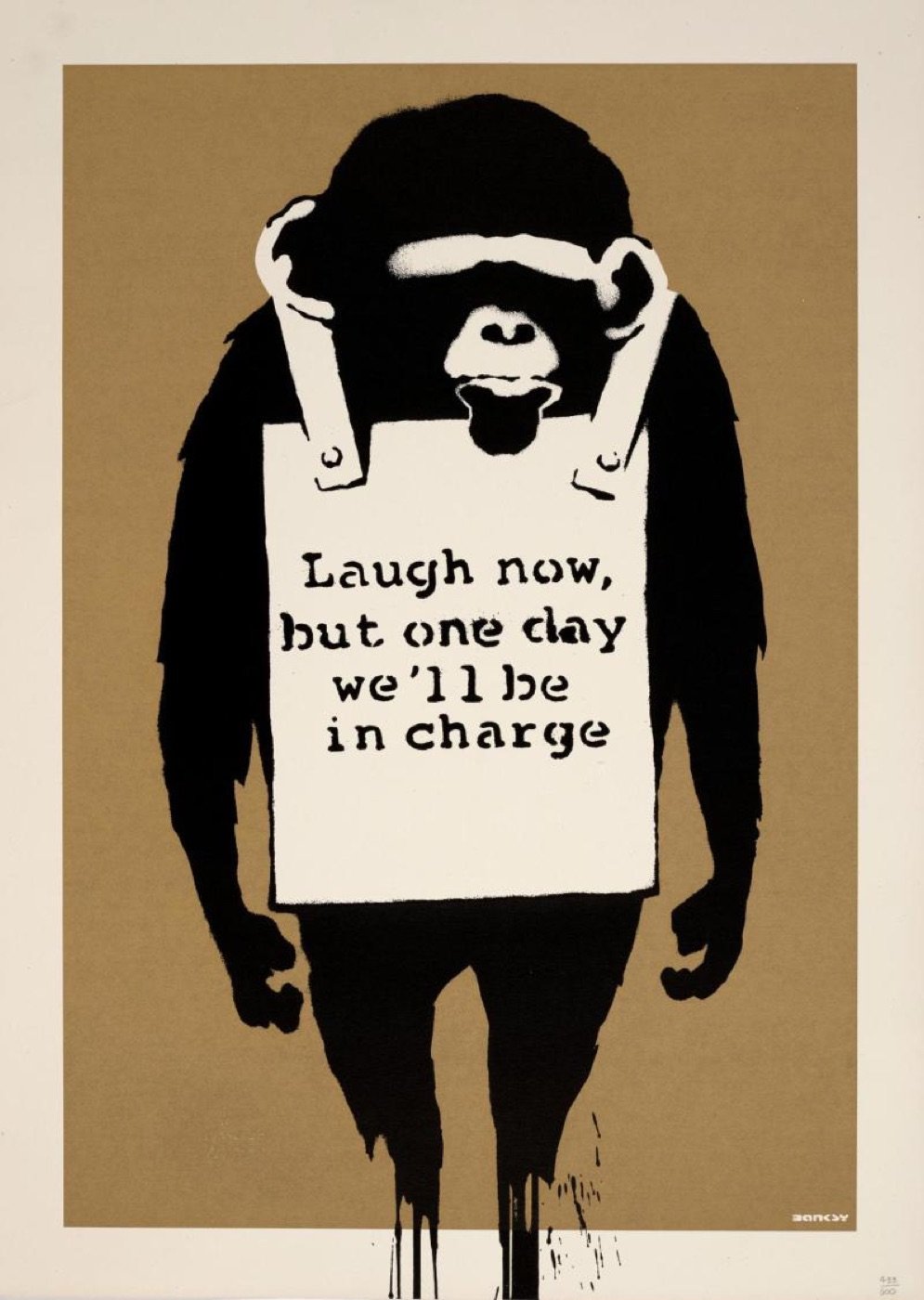 Banksy, Laugh Now (2003), screenprint in colors