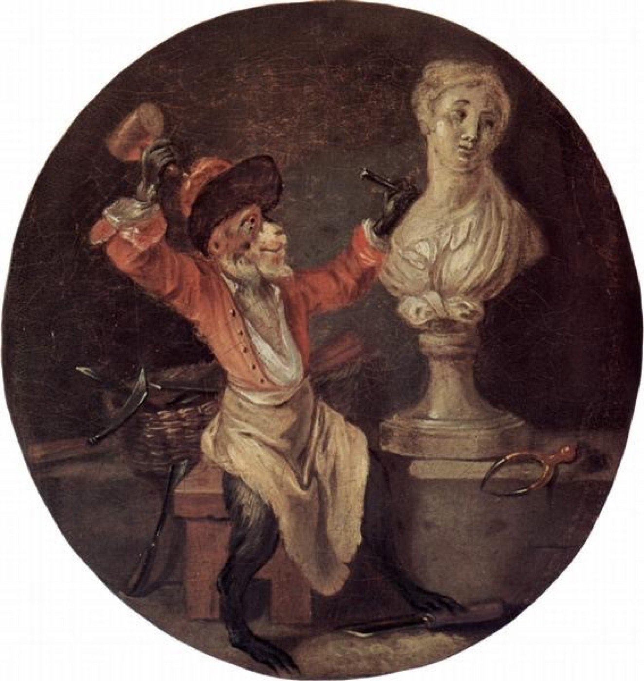 The monkey as artist and mimic — a long tradition in art history.