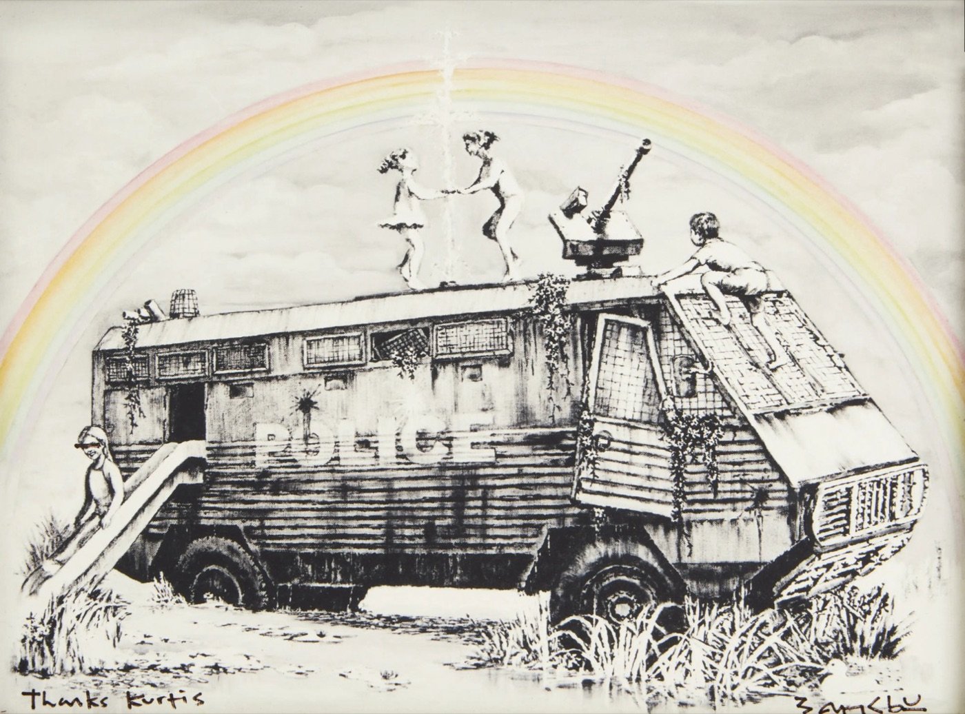 Banksy, Police Riot Van (2015), Dismaland gift print
