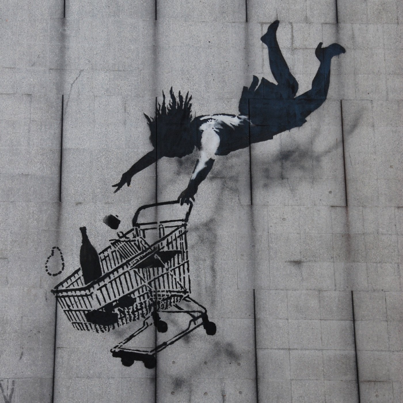 Shop Till You Drop — the shopping motif recurs across Banksy's street work.