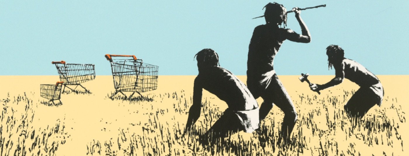 Detail of Trolleys (Color) — the three hunters and the three empty carts.