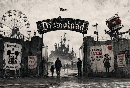 Illustration of the Dismaland entrance gate by Banksy