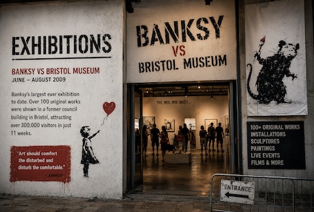 The Banksy vs Bristol Museum exhibition entrance, 2009