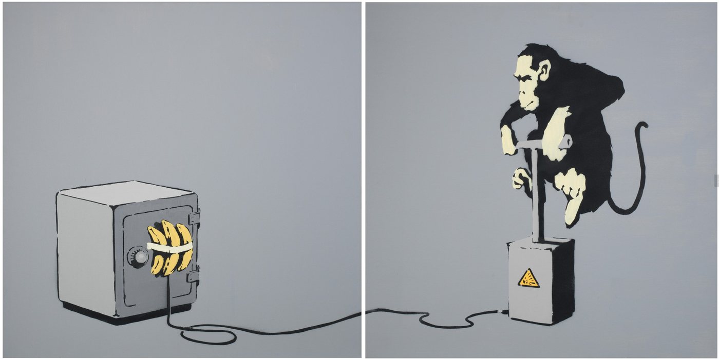 Banksy, Monkey Detonator (diptych), 2002