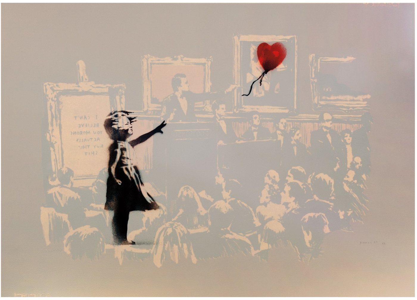Banksy, Girl with Balloon & Morons Sepia, 2007