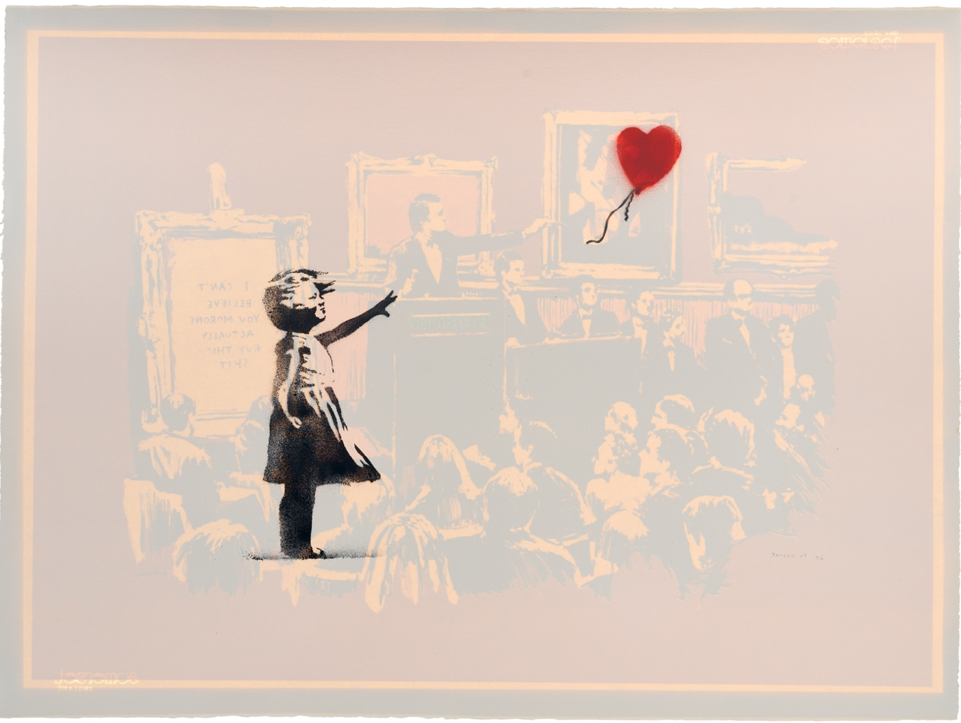 Banksy, Girl with Balloon & Morons Sepia, 2007