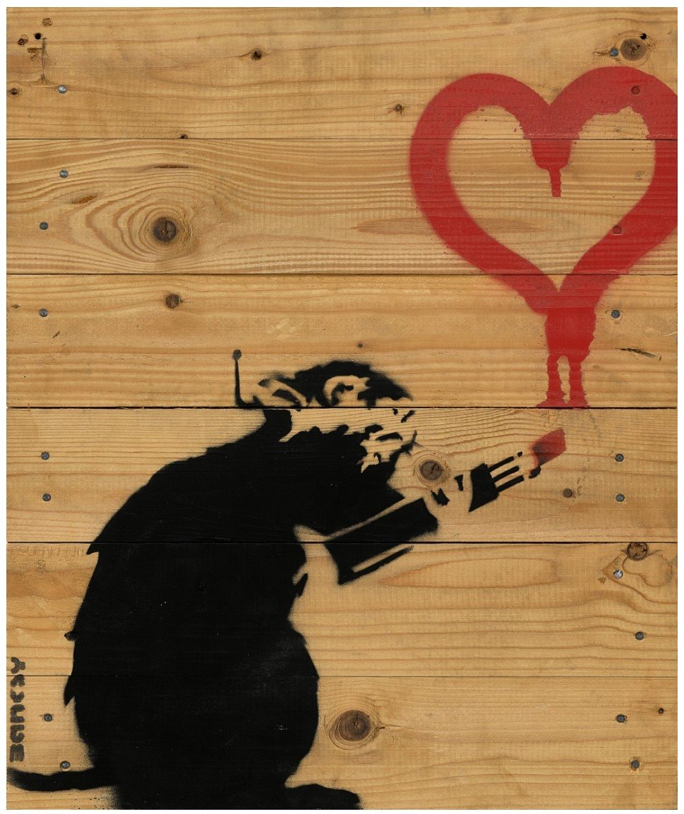 Banksy, Love Rat on palette, 2003