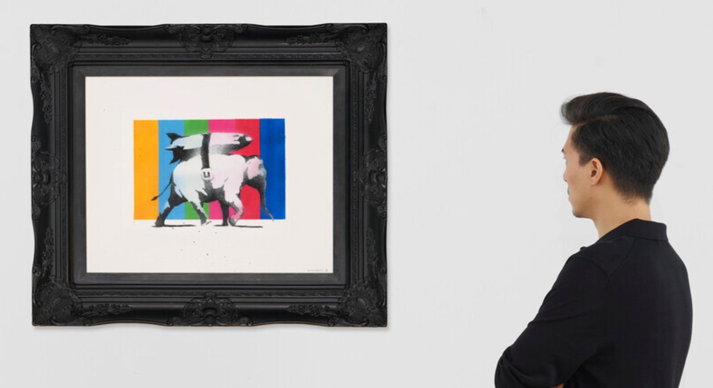 Banksy, Heavy Weaponry (On Multi-Colored Background), 2009