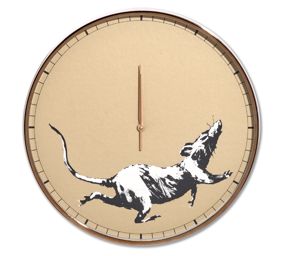Banksy, Rat Clock (Gold), 2021
