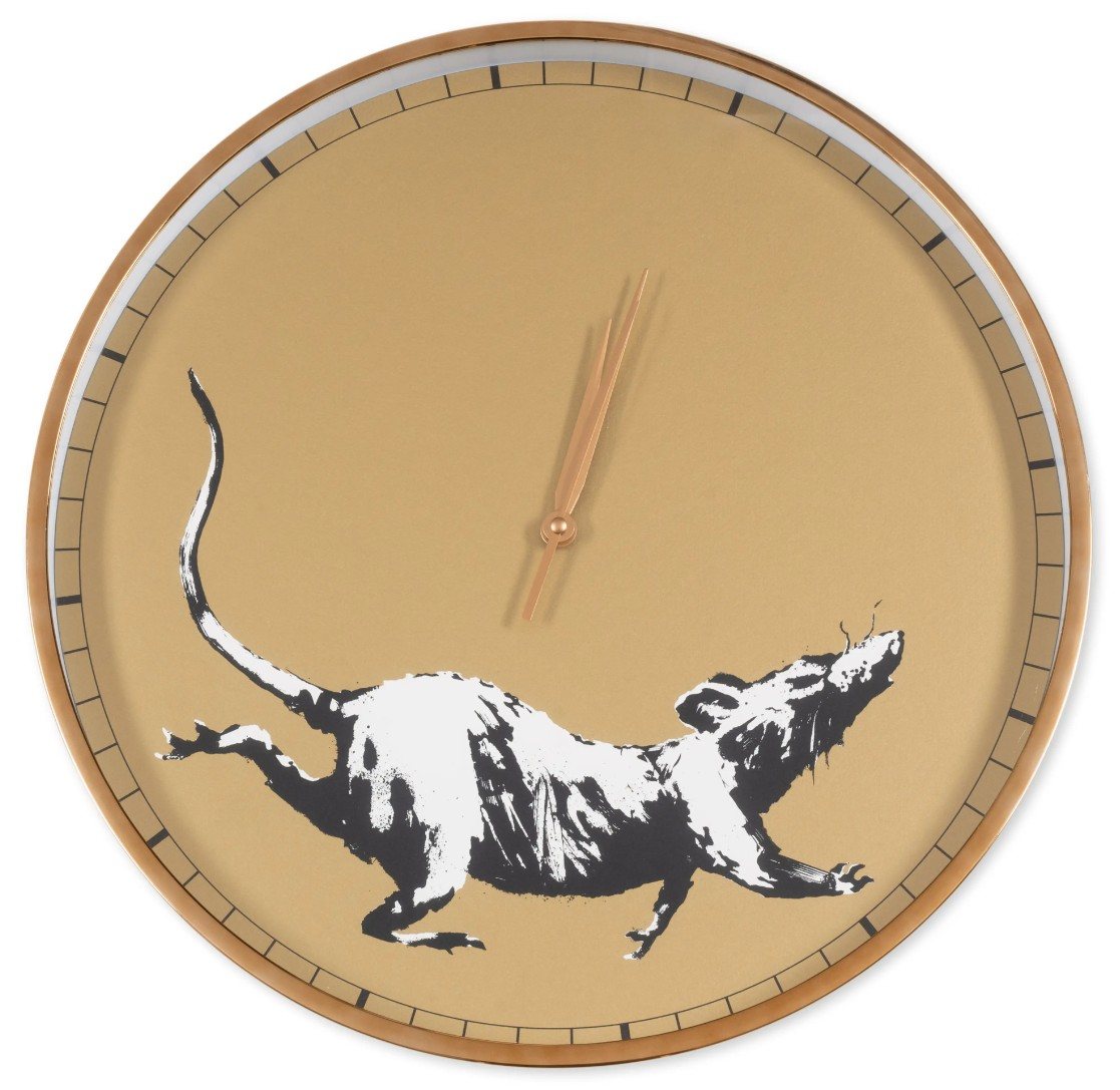 Banksy, Rat Clock (Gold), 2021