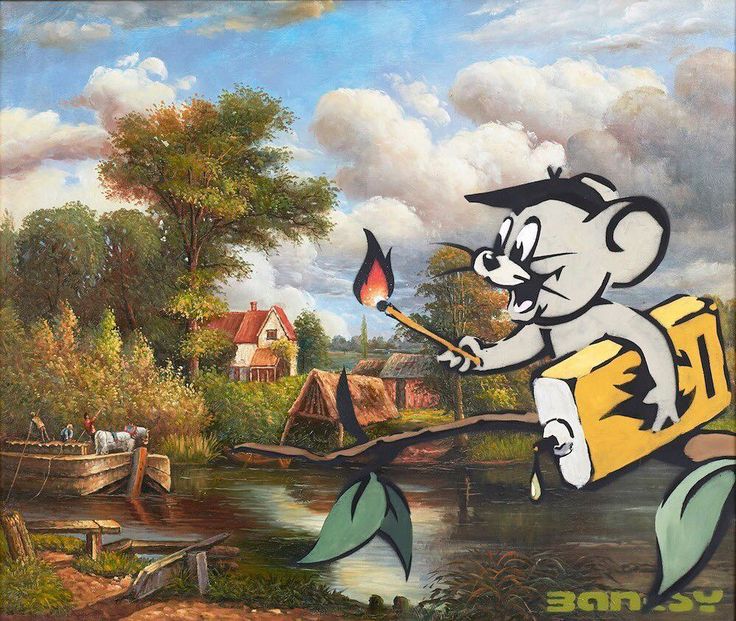 banksy vandalised oils