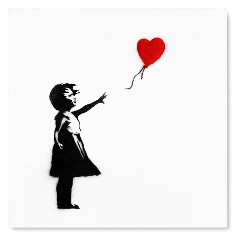 Banksy, Spray paint and stencil on cardboard, signed and numbered 50  copies.